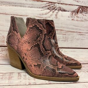 Vince Camuto Rose Colored Snakeskin Booties